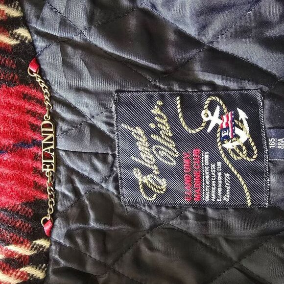 E.land Univ. Marine Club SB Red/Blk/Blue Plaid Belted Jkt., Vtg., Sz. 6, EUC - Picture 6 of 8